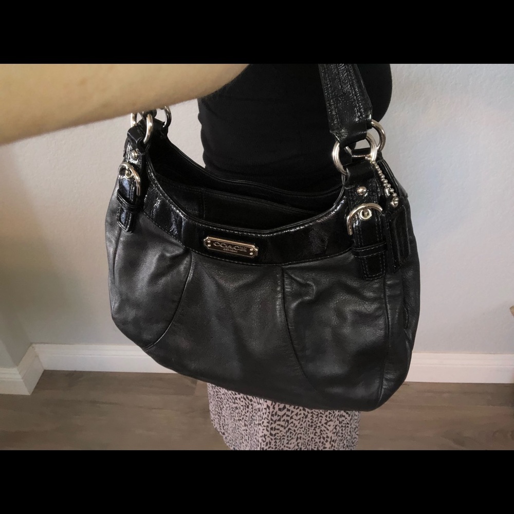 Coach chic black leather bag